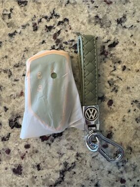 Volkswagen Olive Green Quilted Key Fob Cover with Wrist Strap - NWT 🔑
